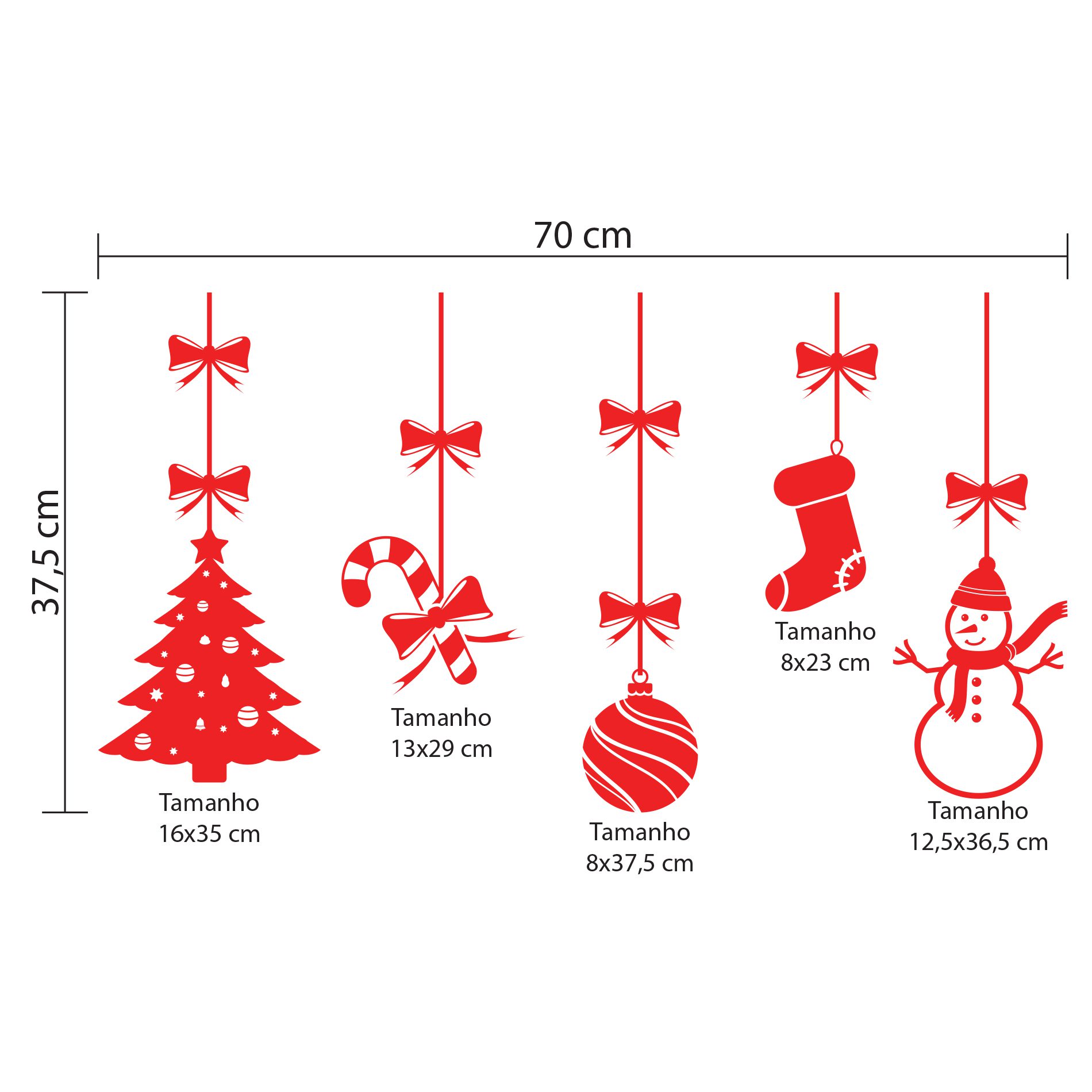 Adesivo de Porta e Parede Natal Enfeites Pendurados