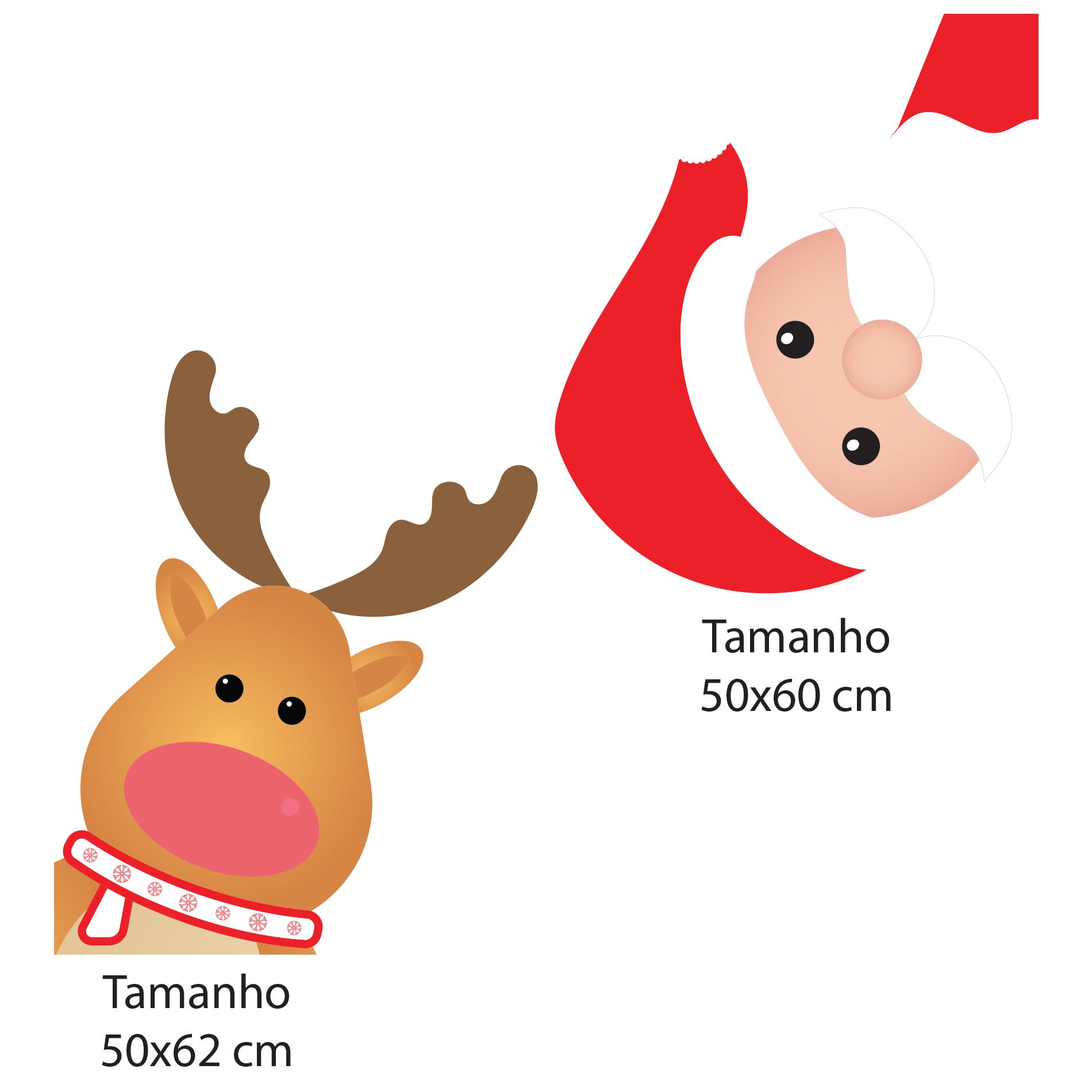 Adesivo de Porta e Parede Natal Papai Noel e Rena
