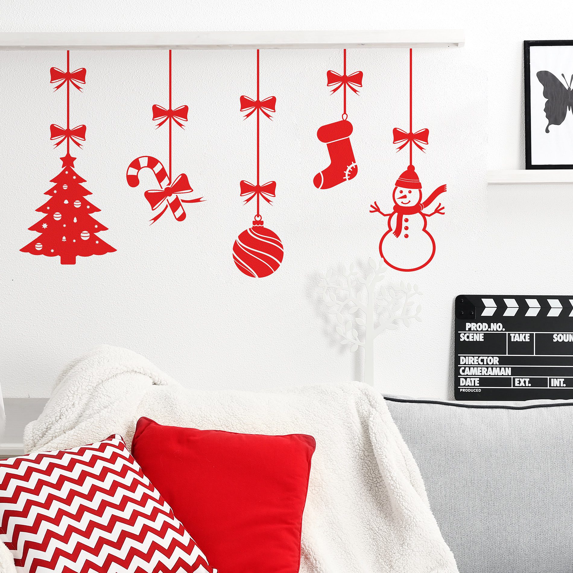 Adesivo de Porta e Parede Natal Enfeites Pendurados