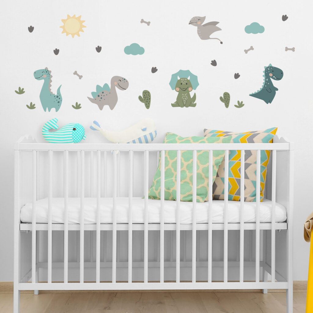 Adesivo de Parede Dinossauros Jurassic Baby Médio Cobre 1m²