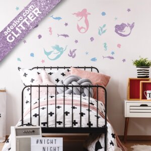 Adesivo de Parede Sereias com Glitter Lilás