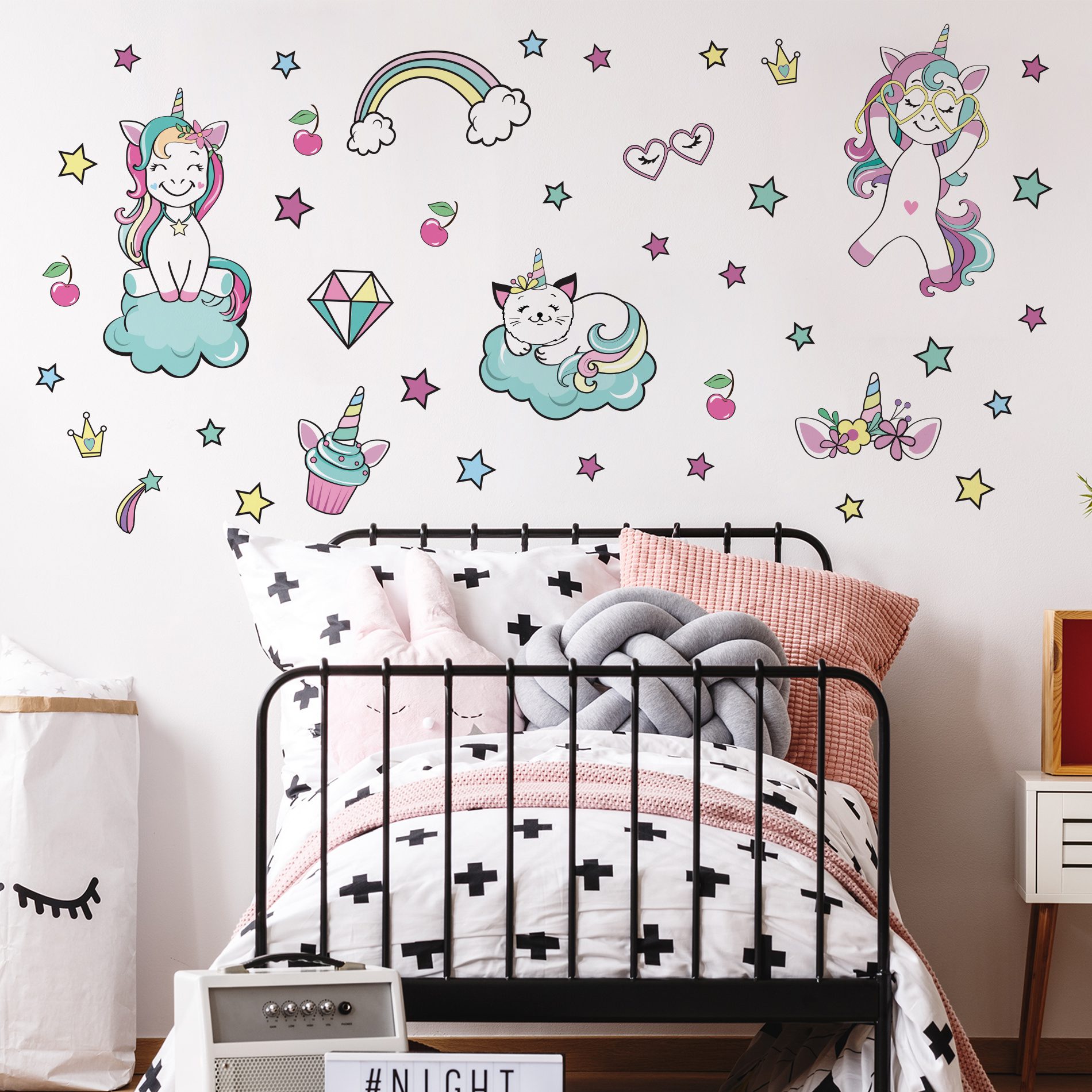 Adesivo de Parede Unicórnio Teen para Quarto de Menina,Adesivo de Parede Unicórnio Teen para Quarto de Menina