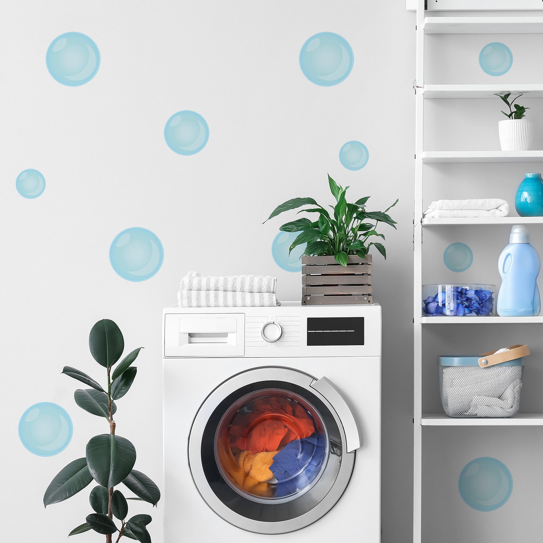 Adesivo Decorativo Vidro Box de Banheiro Bolhas Azuis