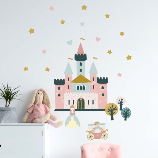 Adesivo de Parede Princesa Castelo e Carruagem 21un