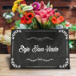Placa Decorativa MDF Frase Giz Bem Vindo