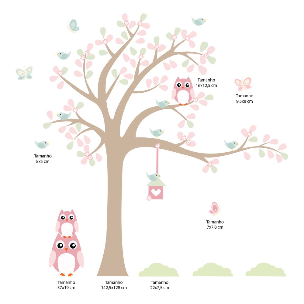 Adesivo de Parede Árvore Coruja Baby Galho Direita