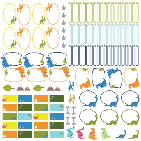Etiquetas Escolares Personalizadas Dinossauros Kit Jumbo