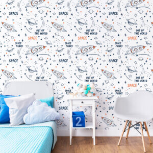 Papel de Parede Infantil espaço e foguetes