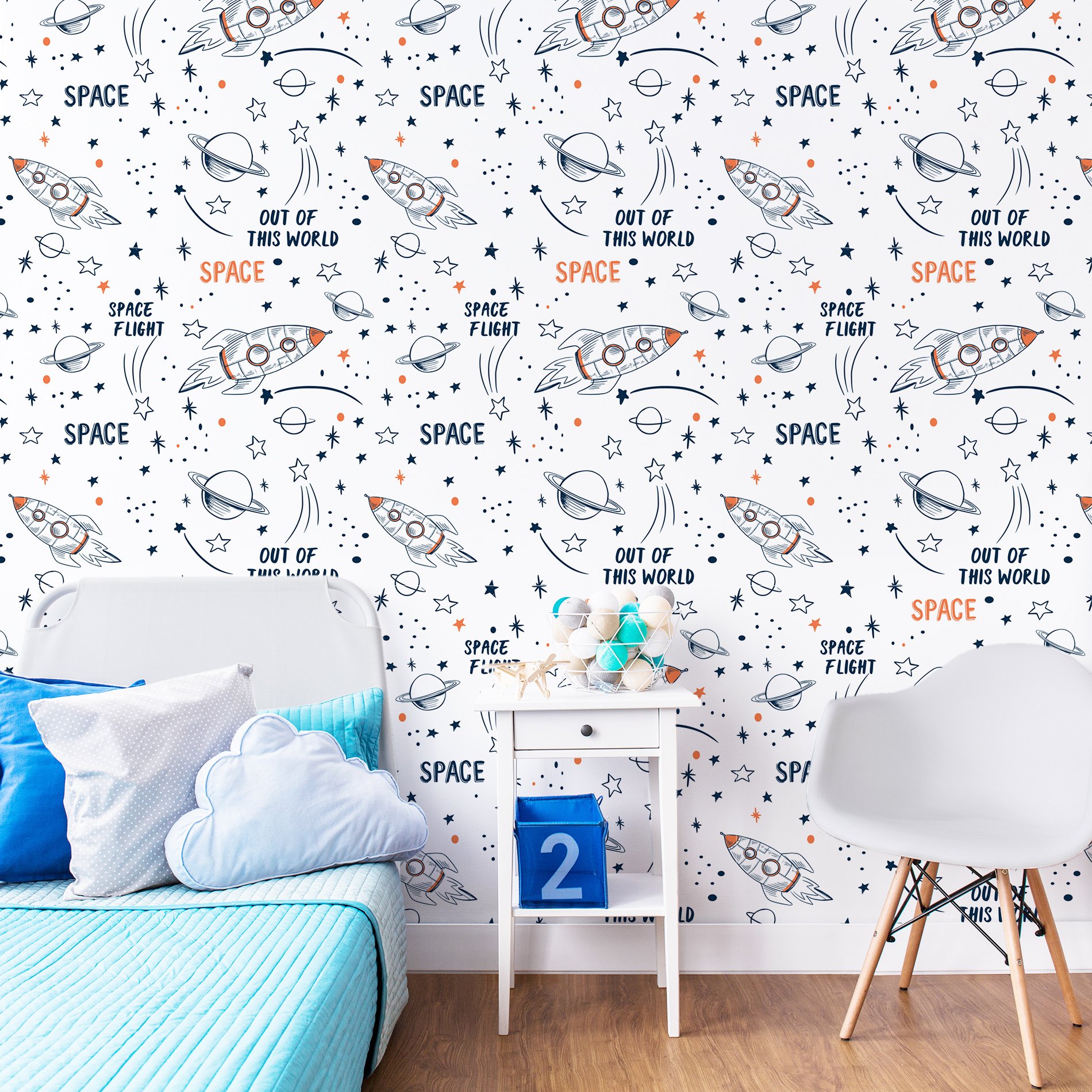 Papel de Parede Infantil espaço e foguetes