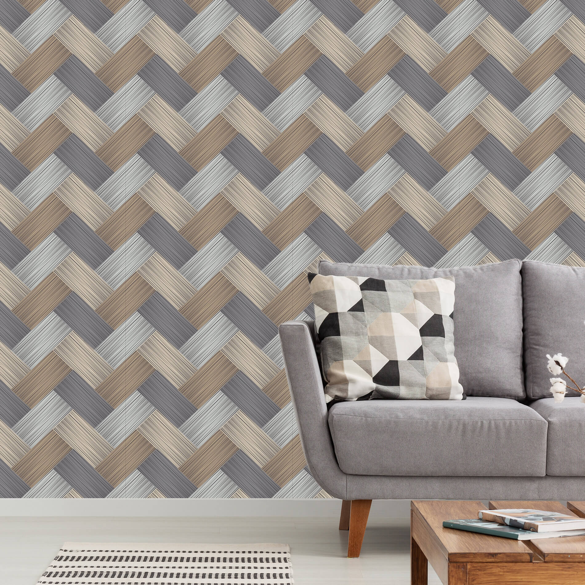 Papel de Parede para Sala Entrelaçado Fibras 57x270cm,Papel de Parede para Sala Entrelaçado Fibras 57x270cm