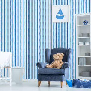 Papel de Parede Azul Listrado