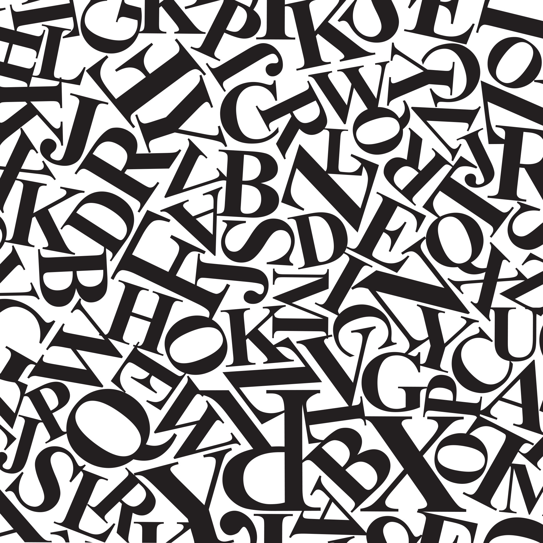 Papel de Parede preto e Branco Letras Jornal types