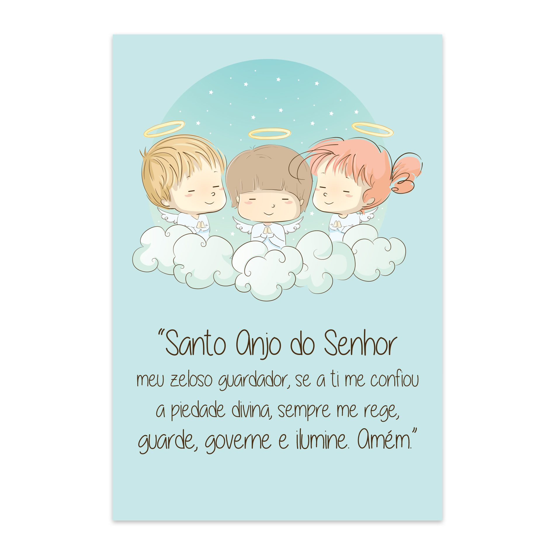 Placa Decorativa Infantil Oração Anjo da Guarda Azul