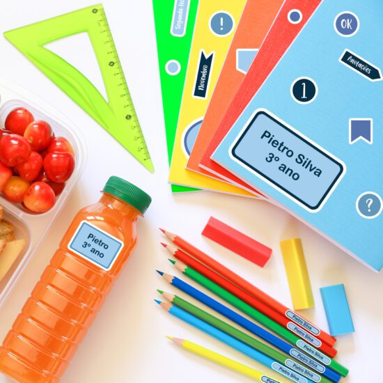 Etiquetas Escolares Personalizadas Tons de Azul 161un
