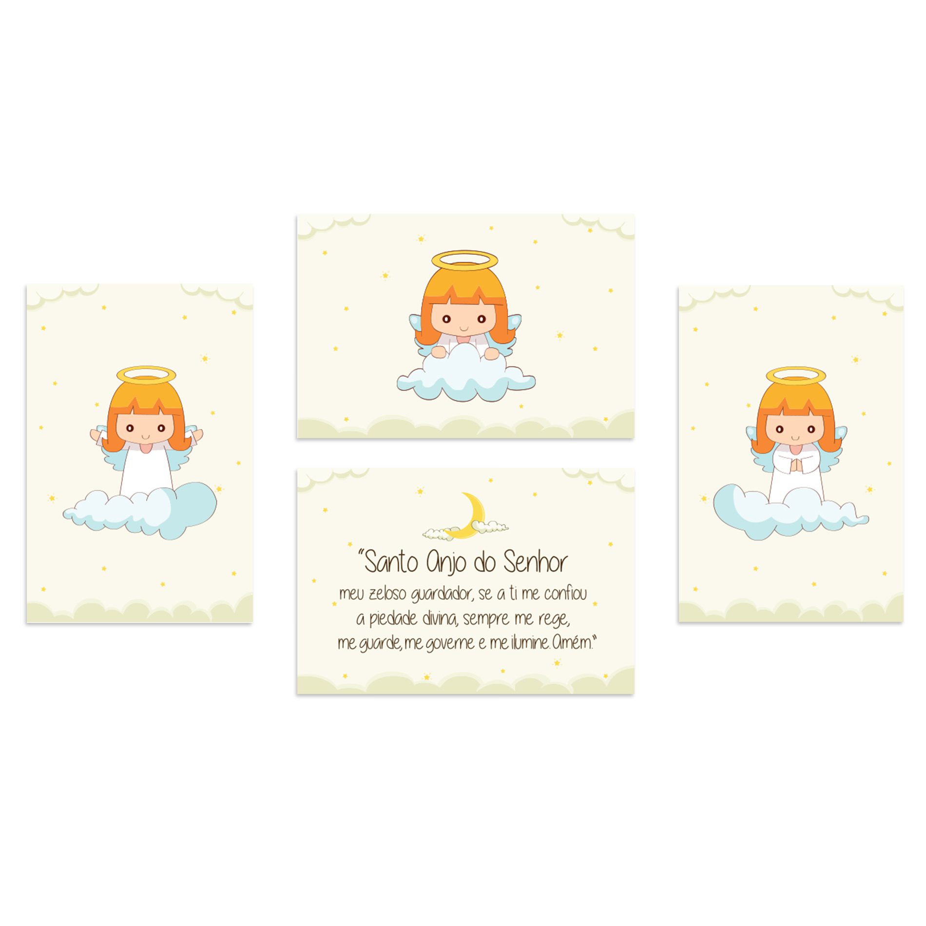 Placas Decorativas Anjos da Guarda Amarelo