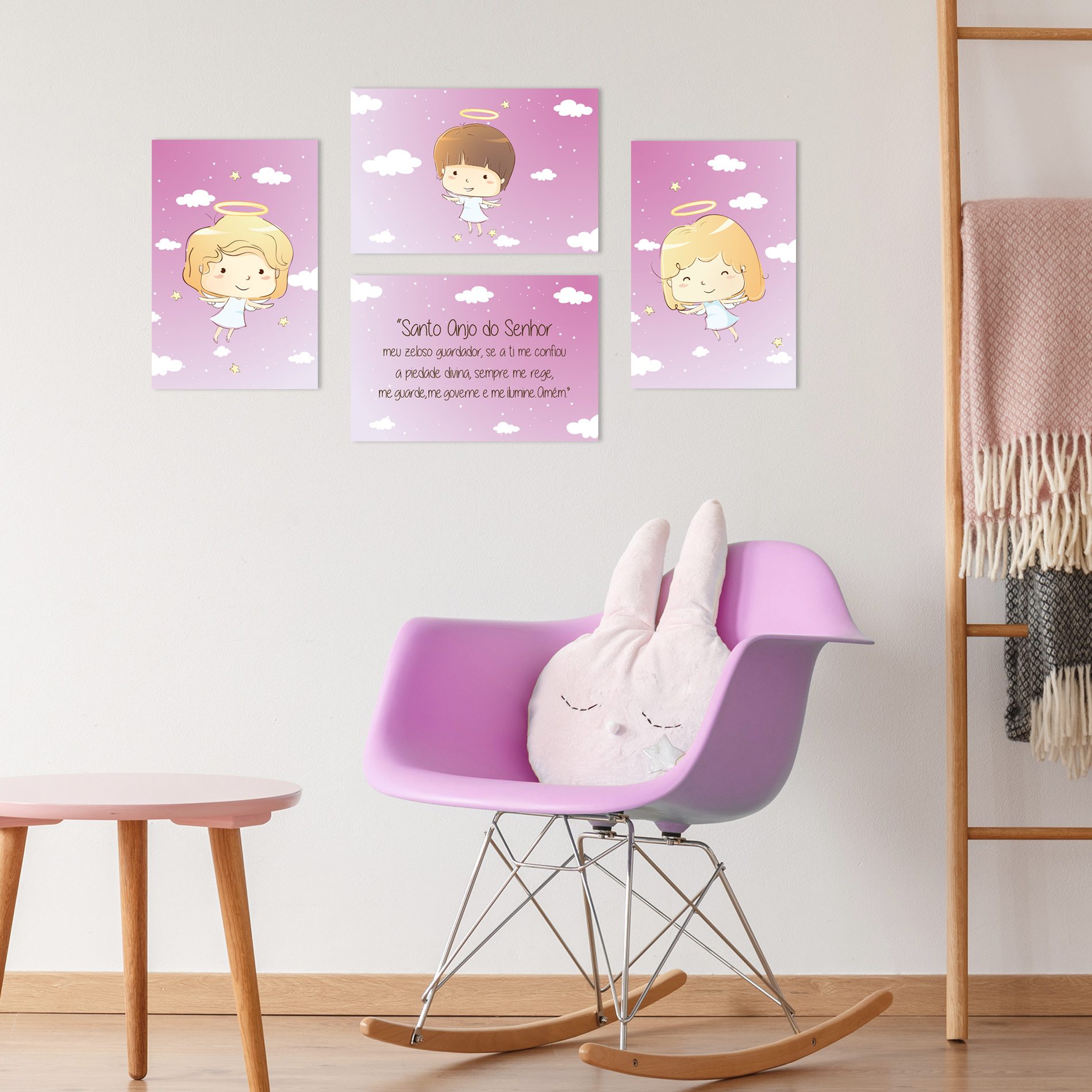 Placas Decorativas Anjos da Guarda Rosa