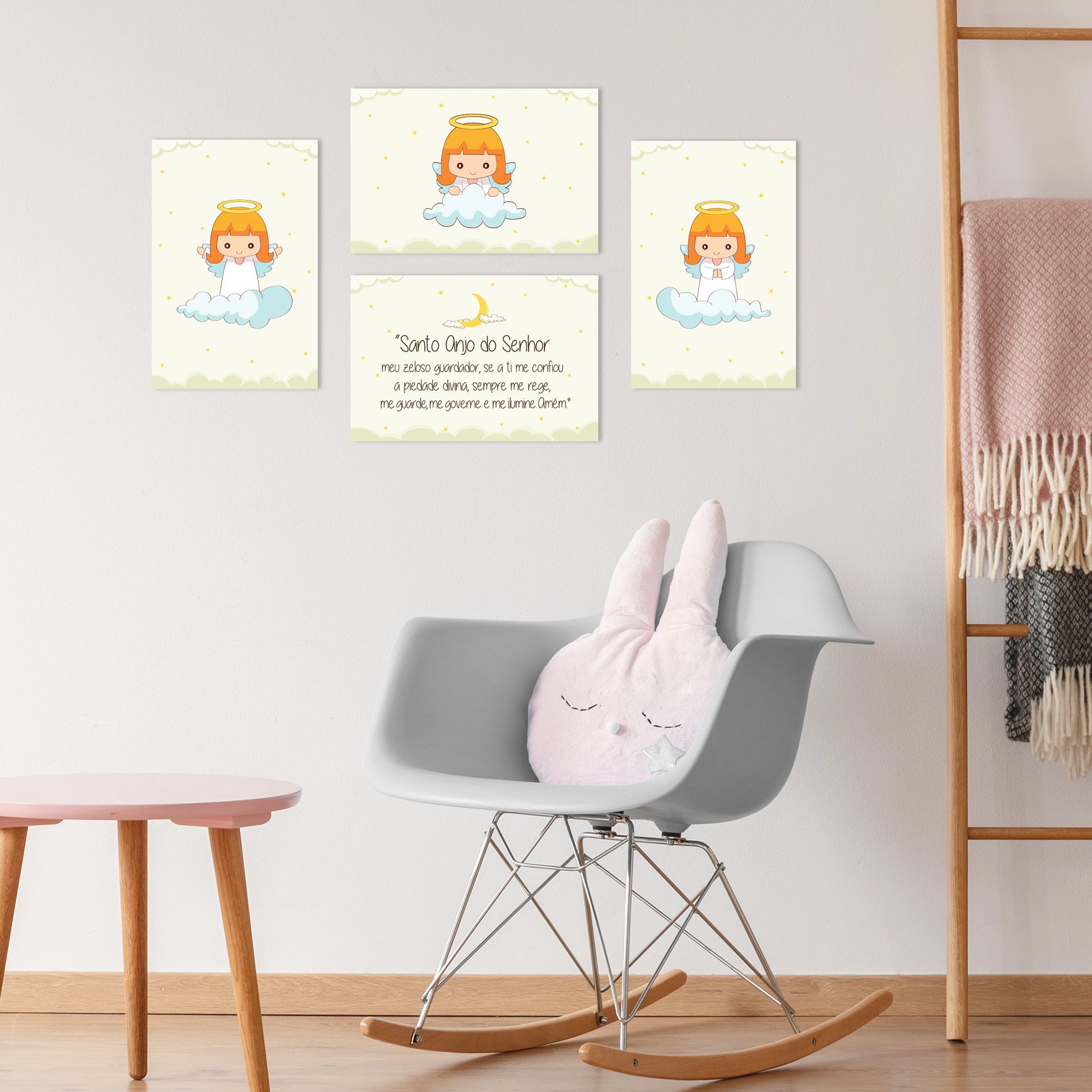 Placas Decorativas Anjos da Guarda Amarelo