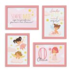 Quadros Nome Anjo Menina Moldura Rosa 22x32cm Kit4un