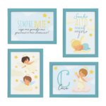 Quadros Nome Anjo Menino Moldura Azul 22x32cm Kit4un