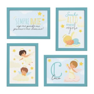 Quadros Nome Anjo Menino Moldura Azul