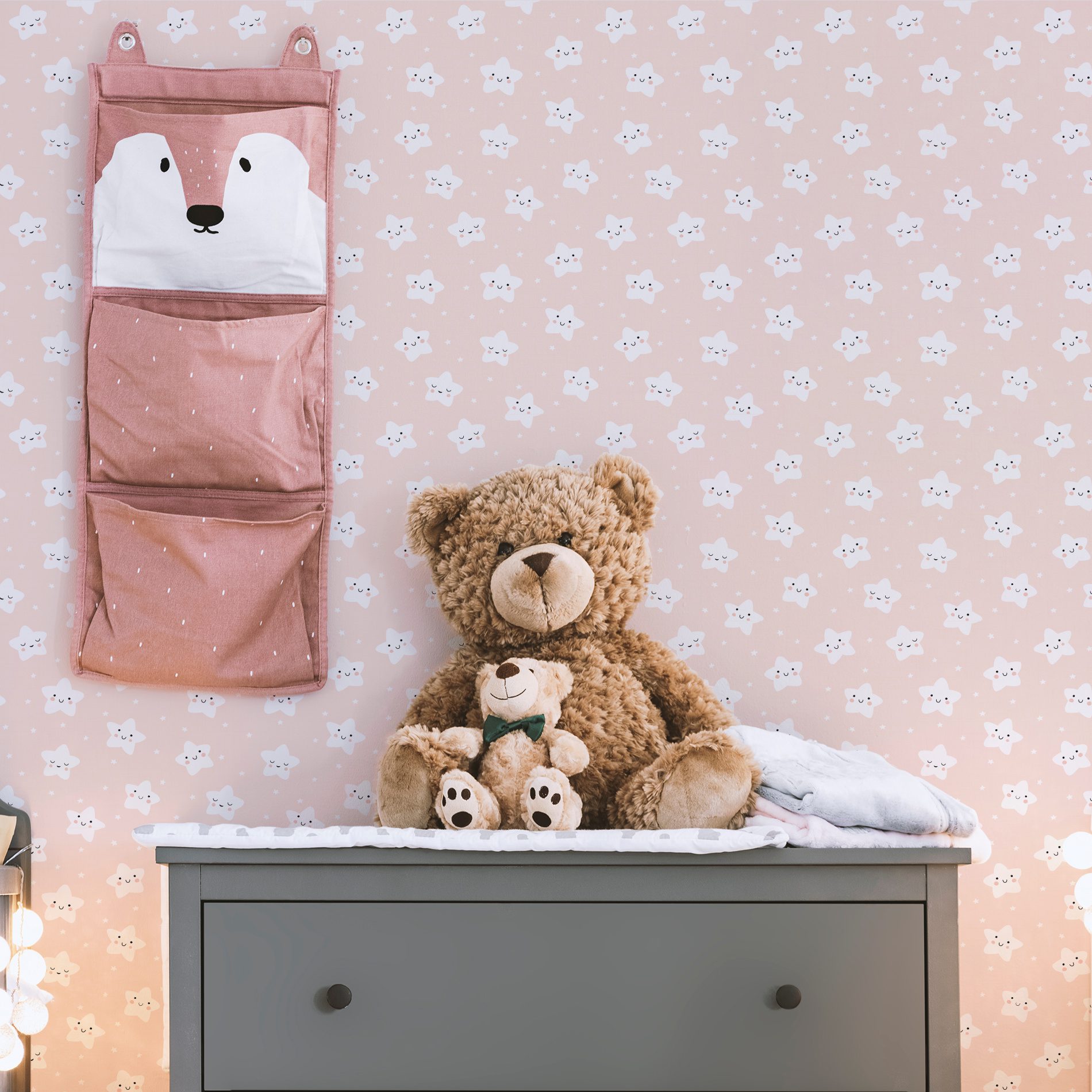 Papel de Parede Infantil Estrelinhas Rose