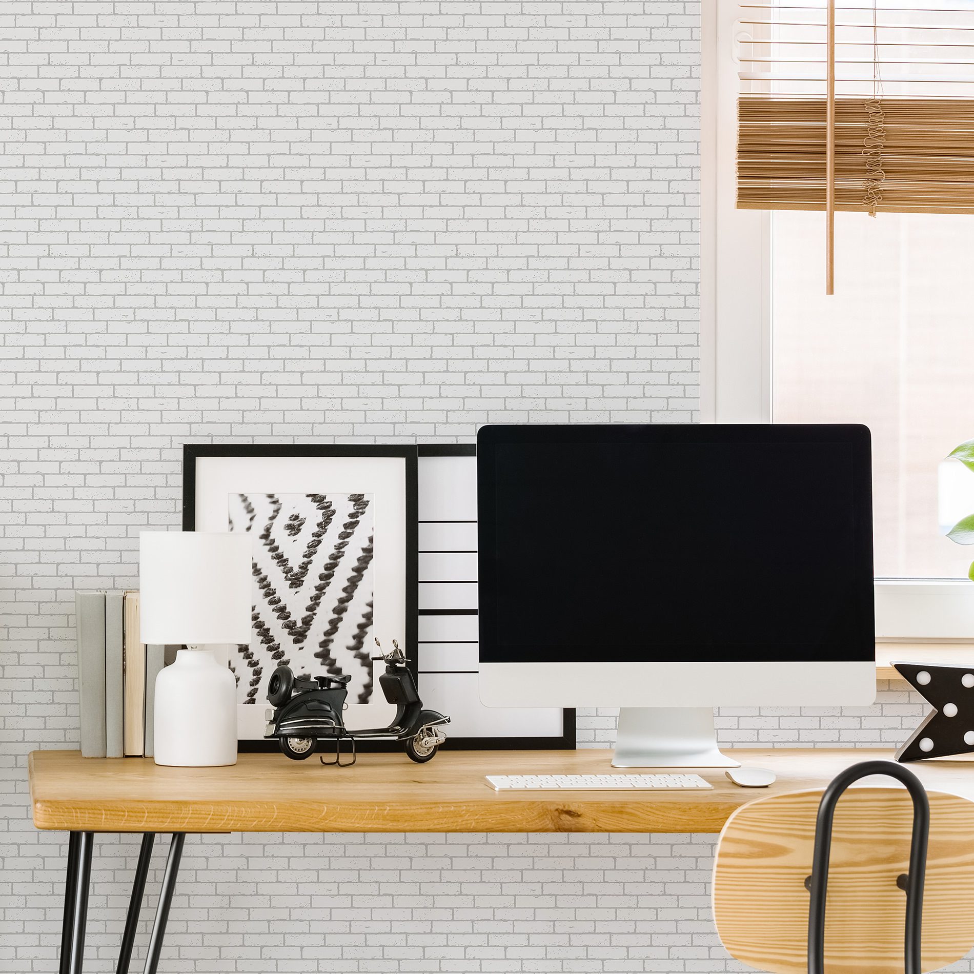 Papel de Parede Adesivo Mini Tijolo Branco 2,70 x 0,57m