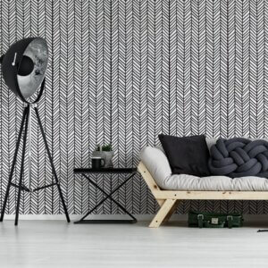 Papel de Parede Preto Sala de Estar Preto e Branco Minimalista