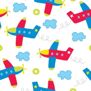 Papel de Parede Infantil Aviões e Nuvens