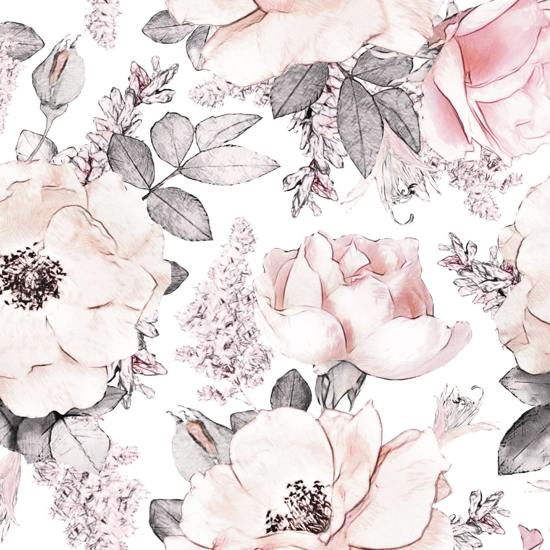 Papel de Parede Adesivo Floral Rosa Pastel