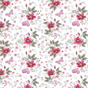Papel de Parede Adesivo Flores e Borboletas