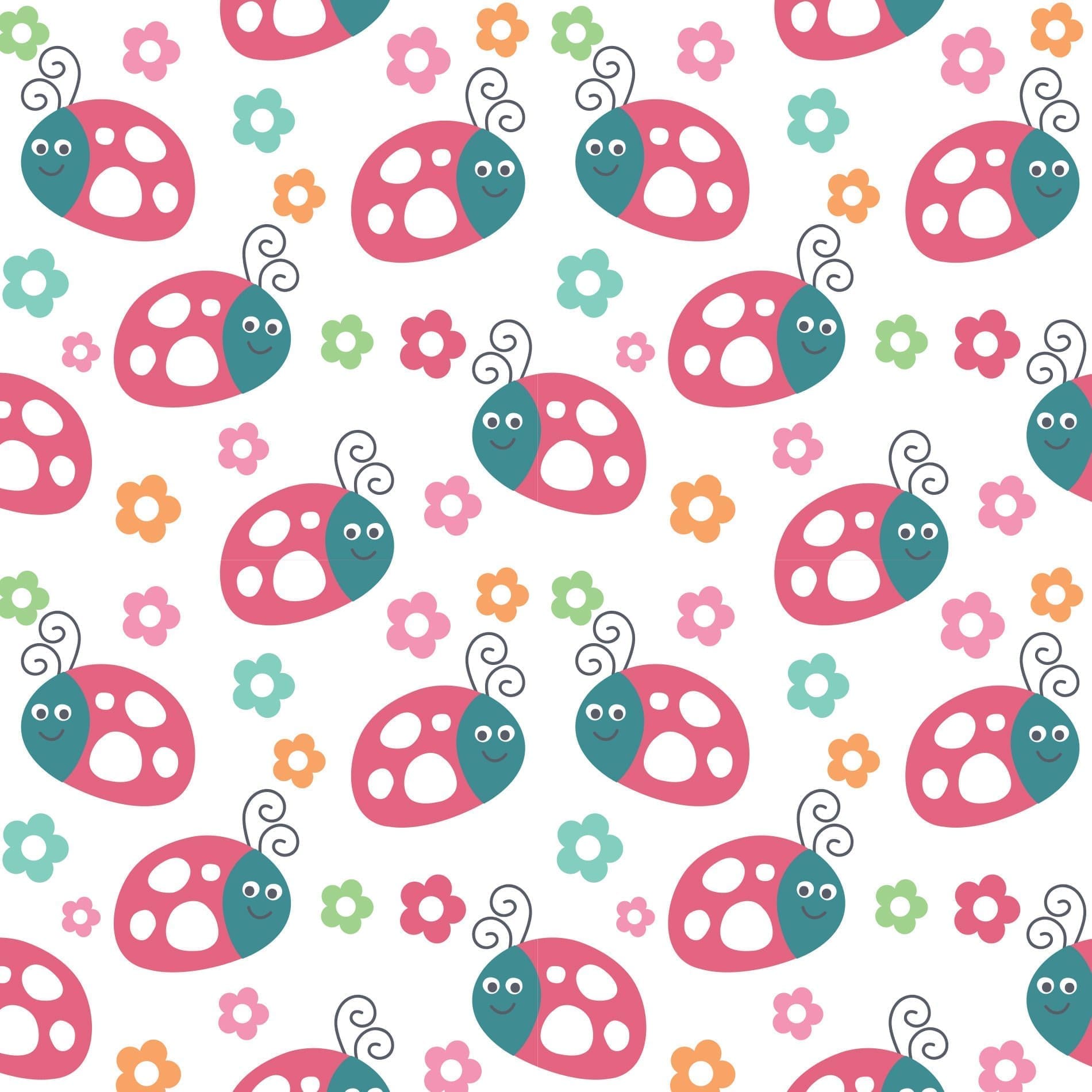 Papel de Parede de Menina Joaninha - Adesivo 2,70x0,57m