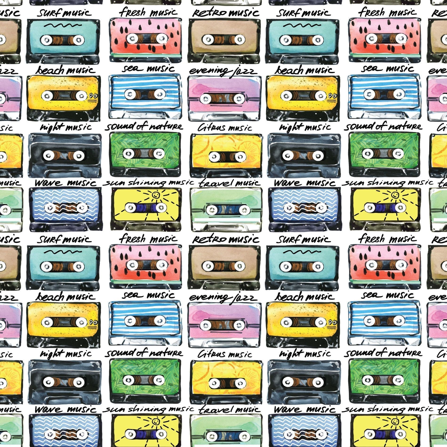Papel de Parede Vintage Fitas K7 2,70x0,57m