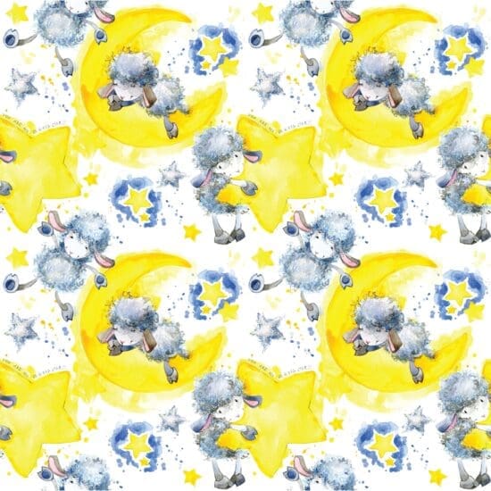 Papel de Parede Adesivo Infantil Ovelhas na Lua 2,70×0,57m Papel de Parede Adesivo Infantil Ovelhas na Lua 2,70×0,57m