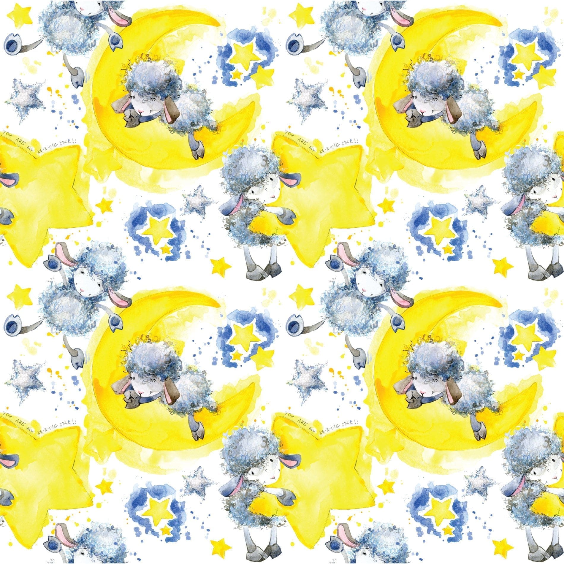 Papel de Parede Adesivo Infantil Ovelhas na Lua