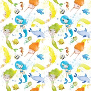 Papel de Parede Infantil Adesivo Texturizado Sereias