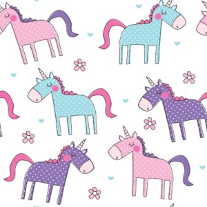 Papel de Parede Adesivo Infantil Unicórnio de Bolinhas