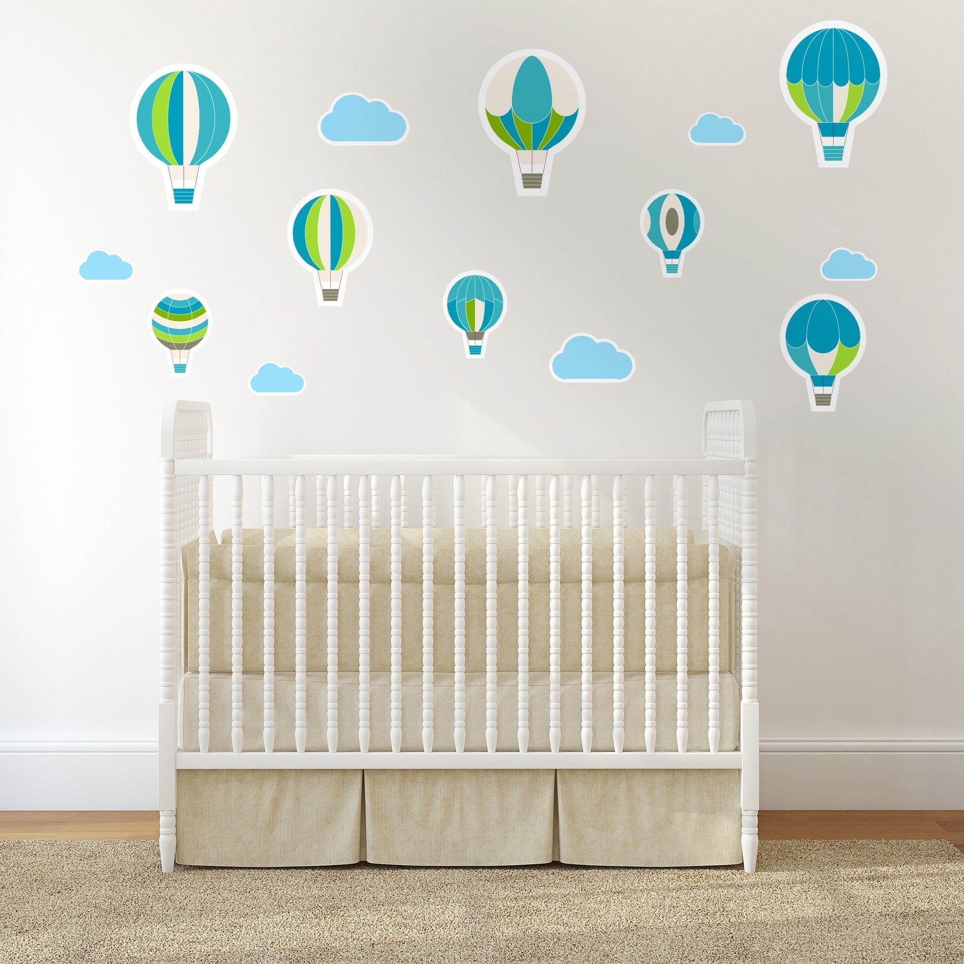 Adesivo de Parede Infantil Balões Azul e Verde