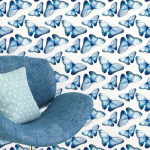 Papel de Parede Adesivo Infantil Borboletas Azul