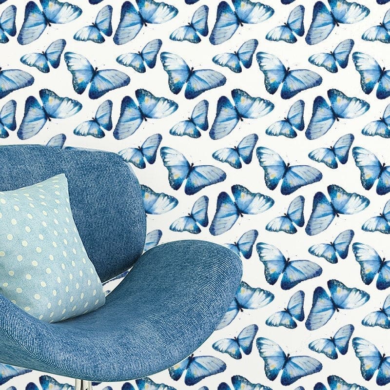 Papel de Parede Adesivo Infantil Borboletas Azul