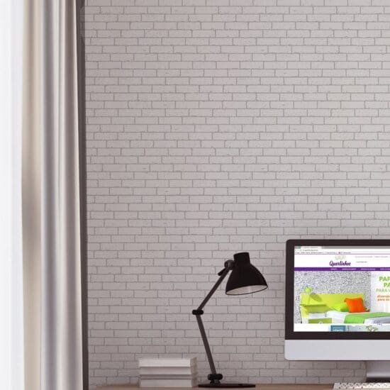 Papel de Parede Adesivo Mini Tijolo Branco 2,70 x 0,57m