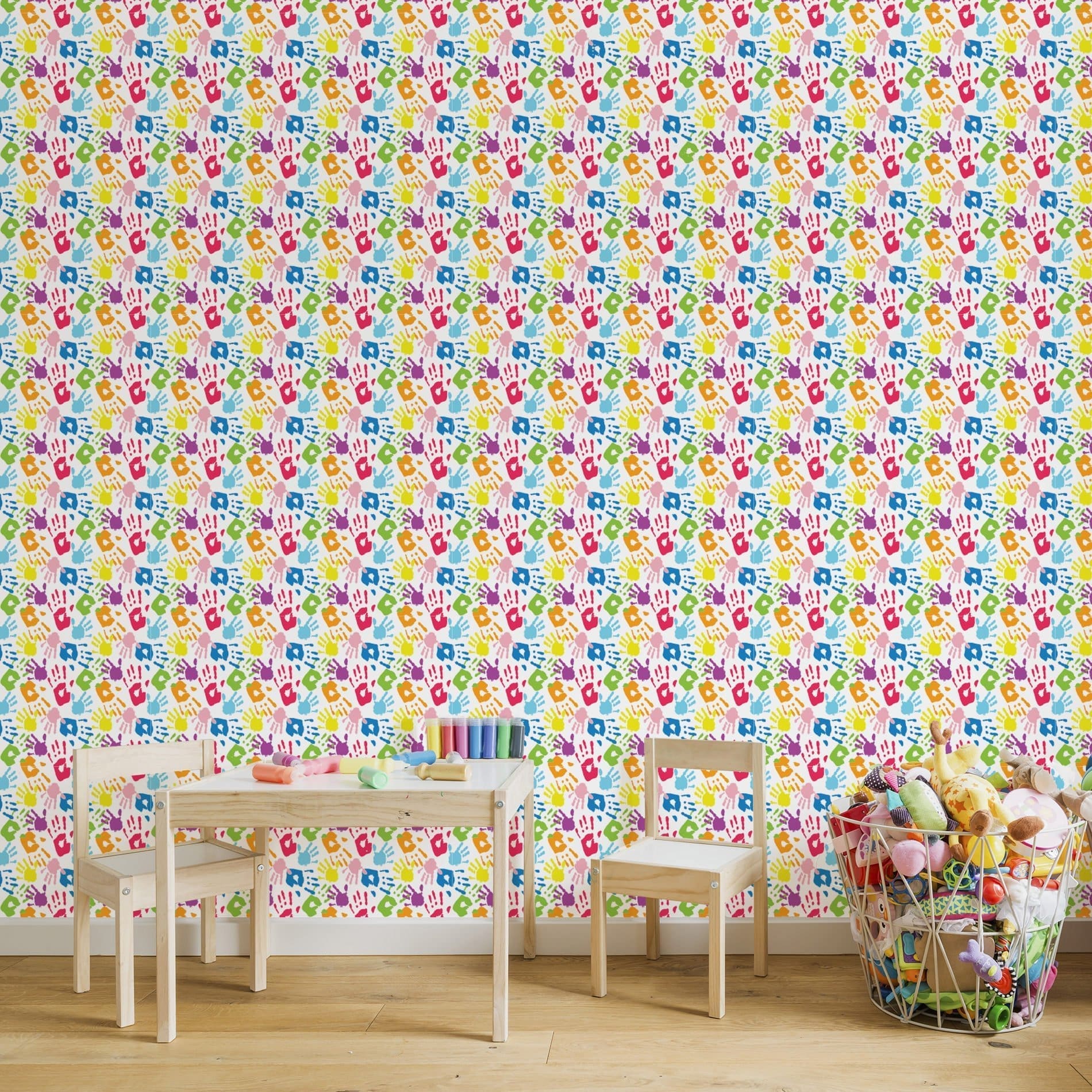 Papel de Parede Infantil Mãos Coloridas