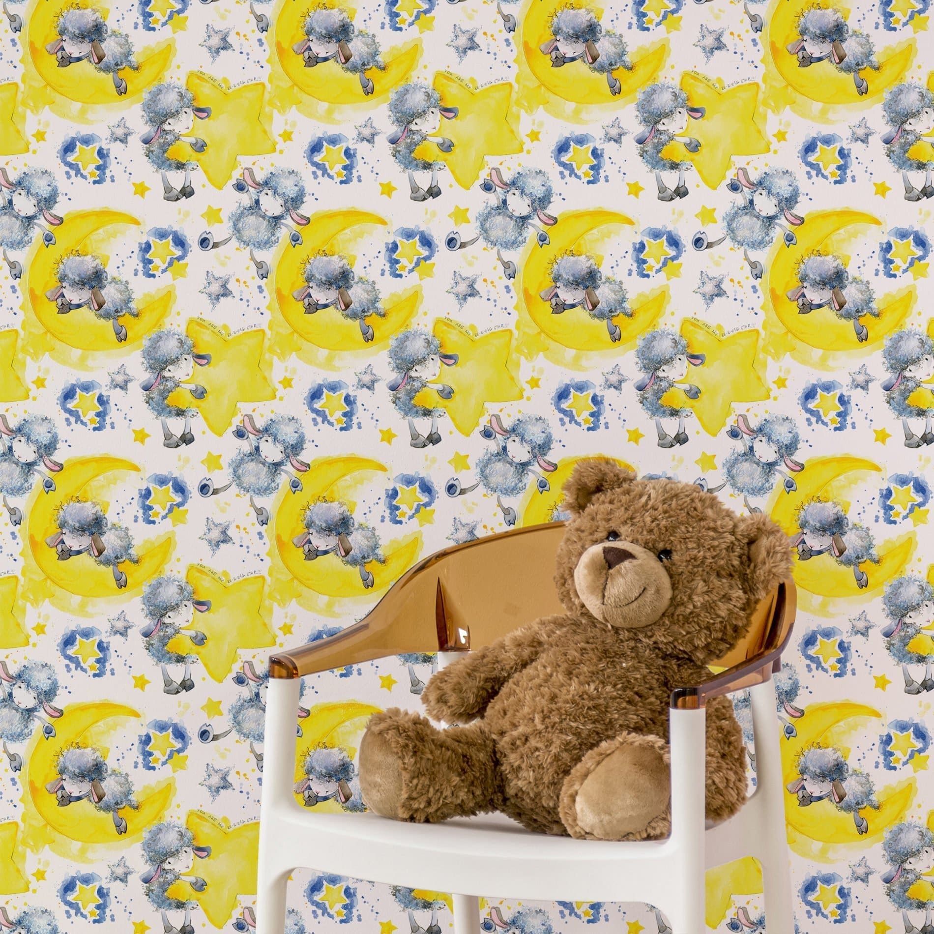 Papel de Parede Adesivo Infantil Ovelhas na Lua