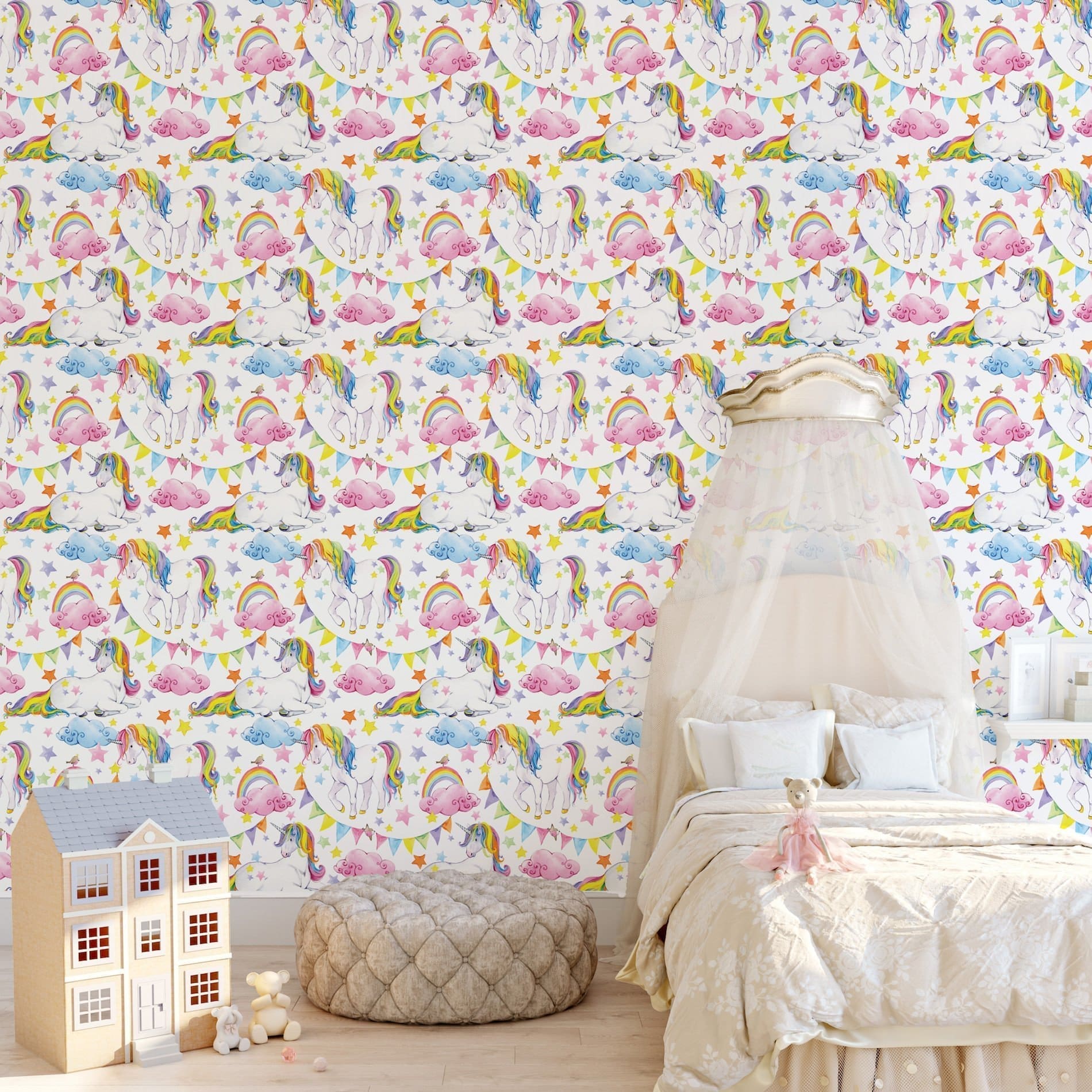 Papel de Parede Unicórnio Arco Iris - Infantil