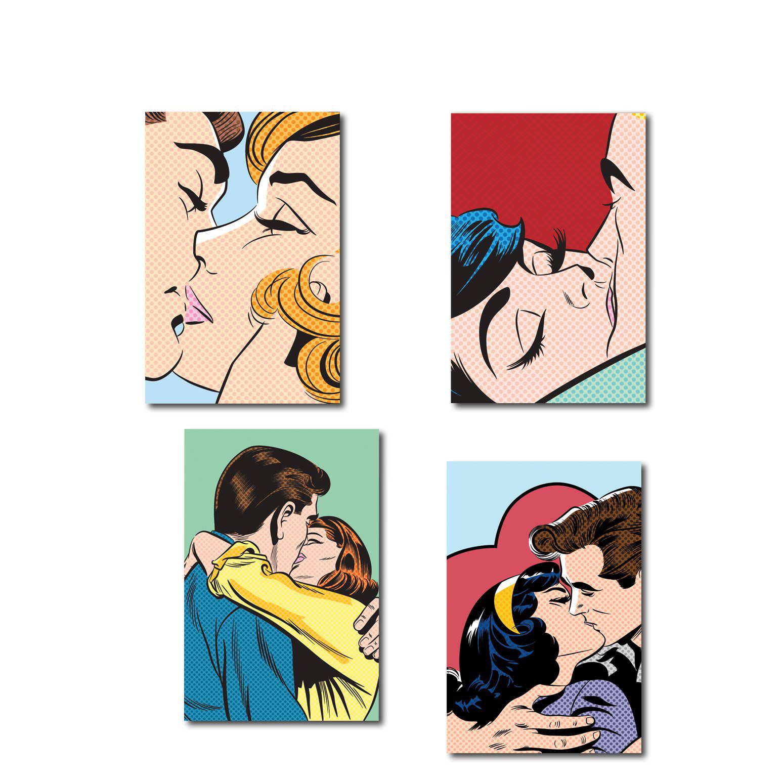 Placa Decorativa Vintage Beijo MDF Kit 4un 20x30cm