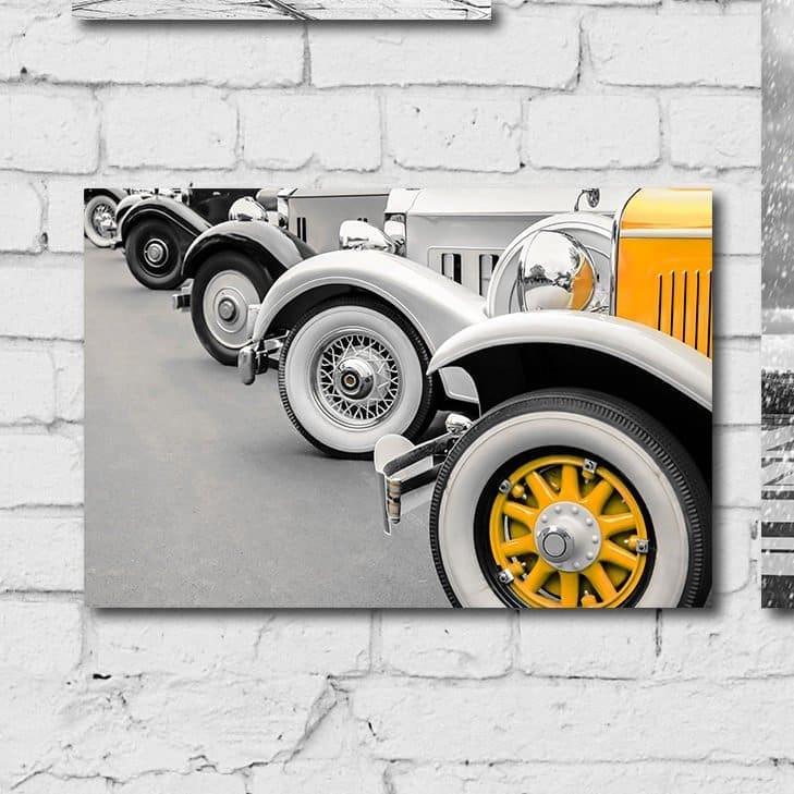 Placa MDF Foto Carro Antigo Amarelo 20x30cm
