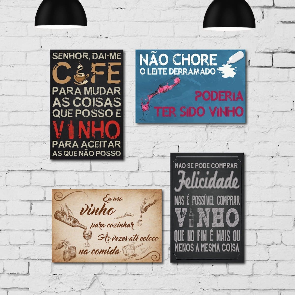 Kit Placa Decorativa MDF Frases Vinho