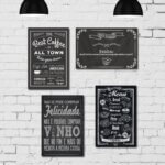 Placa Decorativa Frase Giz Retrô Kit 4un 20x30cm