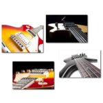 Placa Decorativa Música Guitarra MDF Kit 4un 20x30cm
