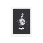 Quadro Espaço Sideral Alienígena na Lua Moldura Branca 33x43