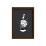 Quadro Espaço Sideral Alienígena na Lua Moldura Marrom 33x43